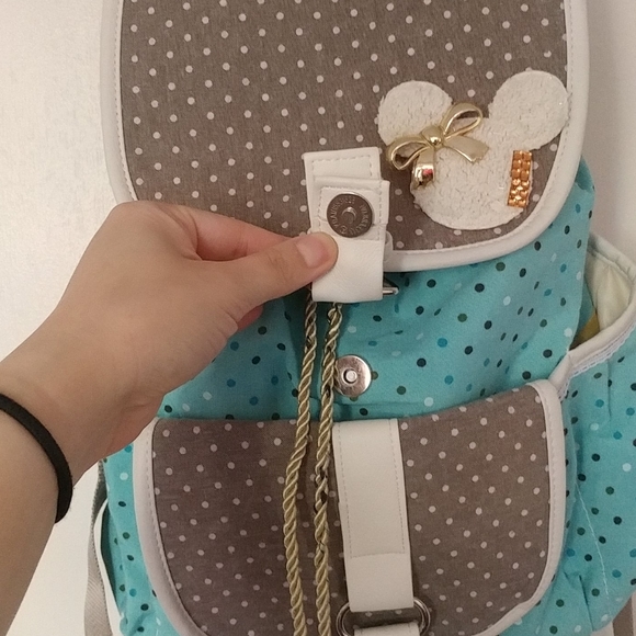 Light Blue Polka dot Backpack - Picture 6 of 9